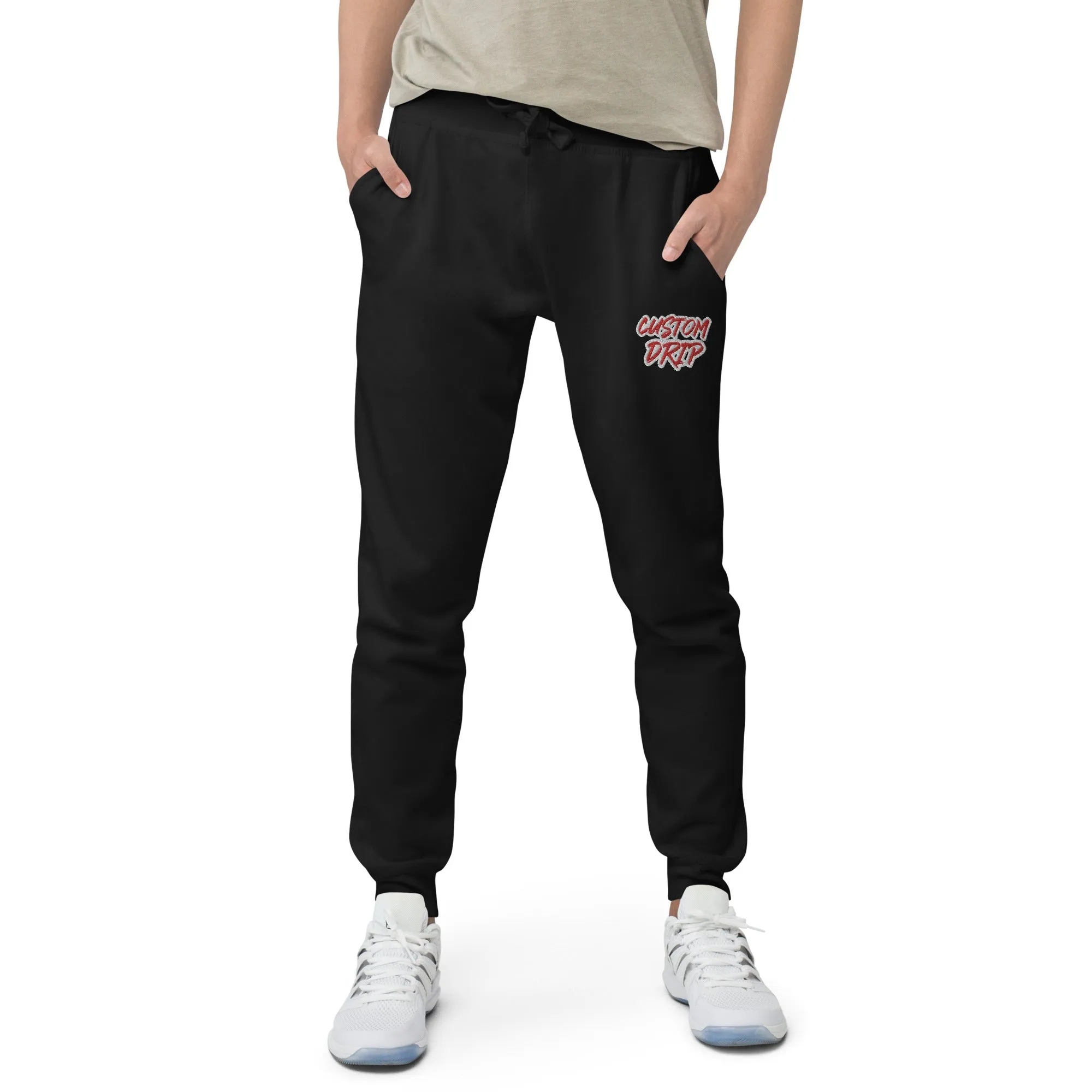 Custom Drip's White & Red Unisex fleece sweatpants
