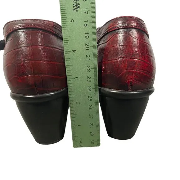 Dansko leather Mary Jane clogs oxblood croc embossed women's 39