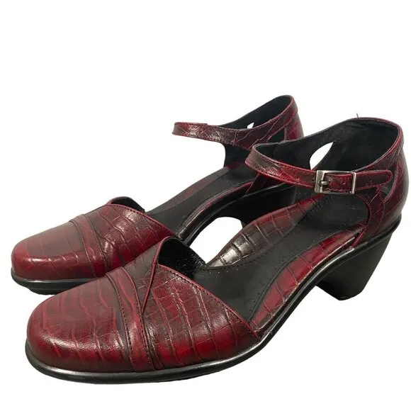 Dansko leather Mary Jane clogs oxblood croc embossed women's 39