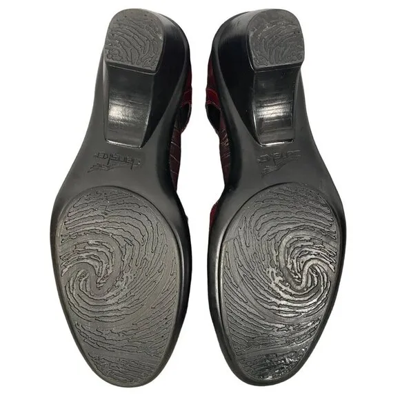 Dansko leather Mary Jane clogs oxblood croc embossed women's 39