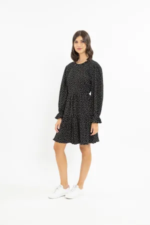 Destiny Mini Dress - Black Crinkle.