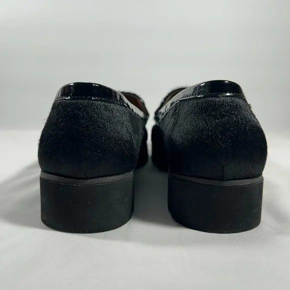 Donald J Pliner Calf Hair Loafers Womens Leather Trim Chunky Heel Shoes Sz 9.5