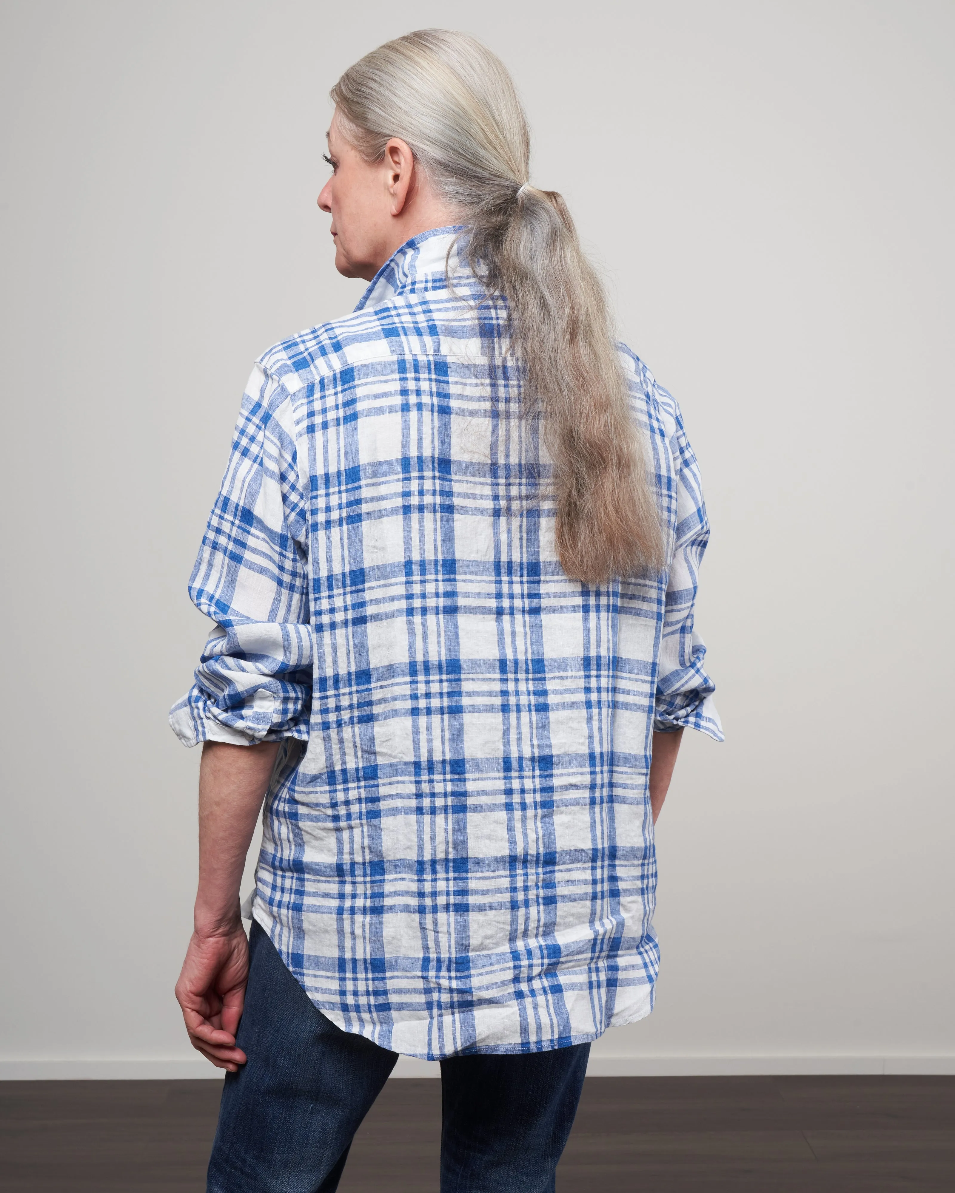 eileen woven button up - blue plaid