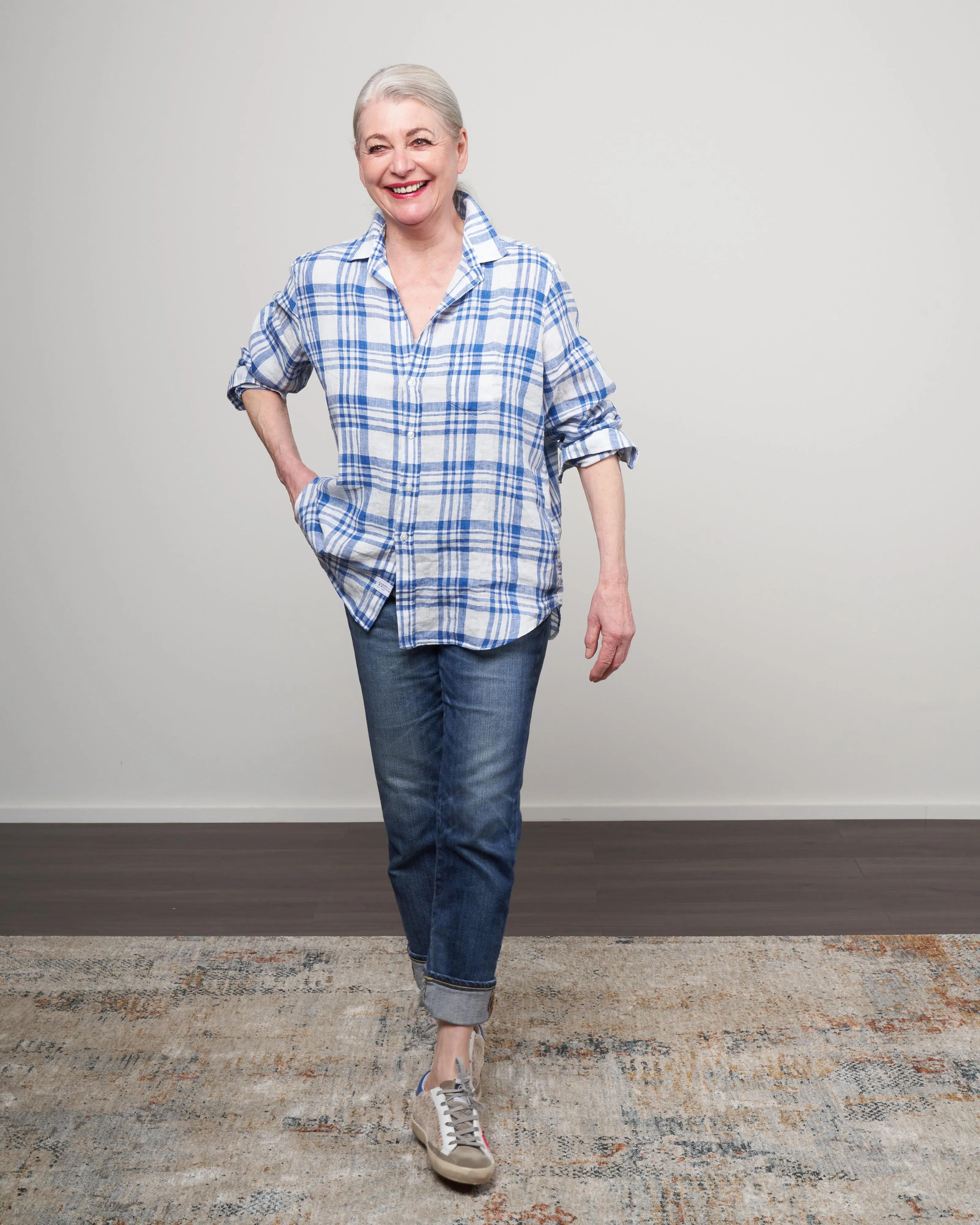 eileen woven button up - blue plaid