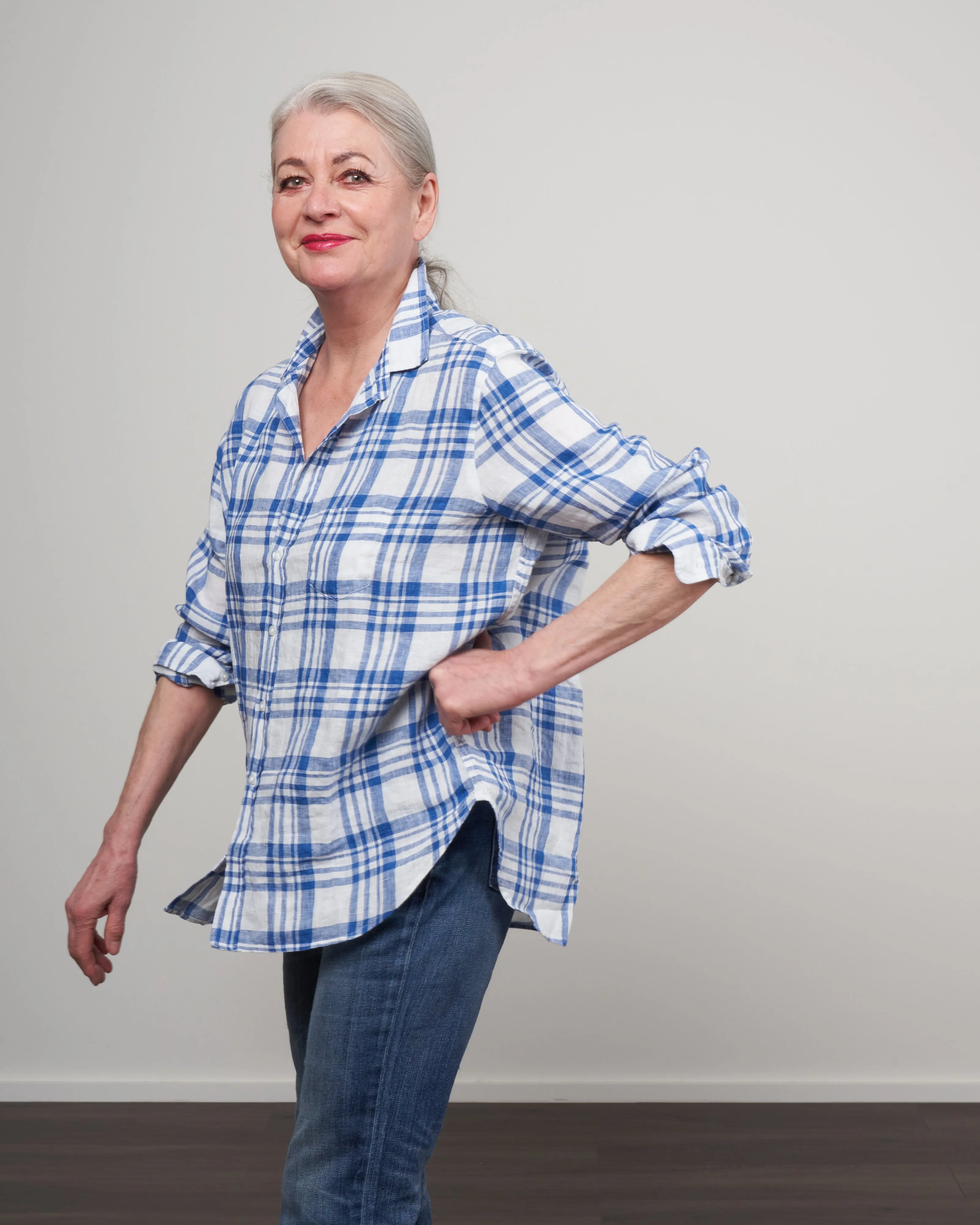 eileen woven button up - blue plaid