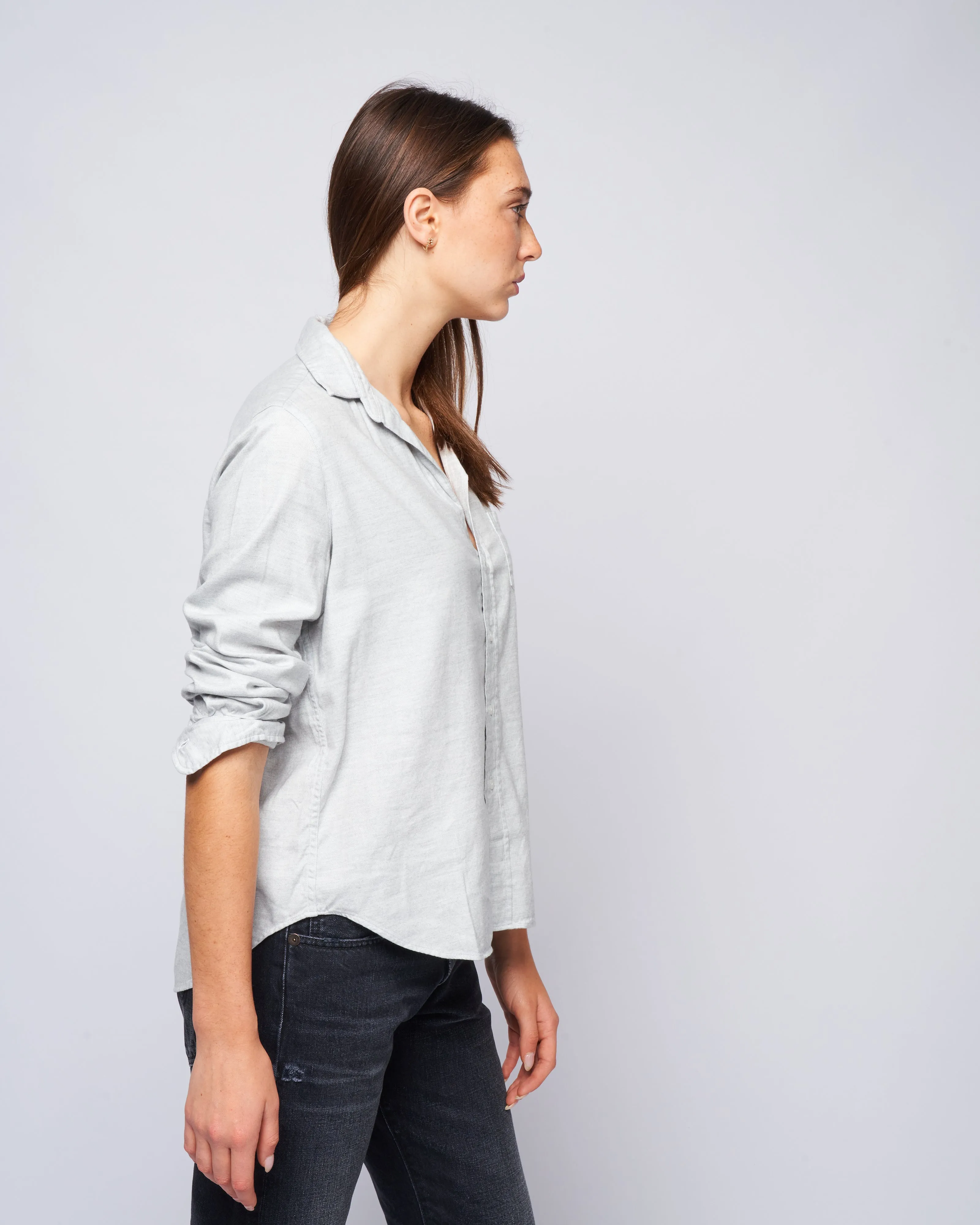 eileen woven button up - heather grey