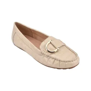 EVOLVE Womens Ivory Metallic Hardware Mink Slip On Leather Loafers 8