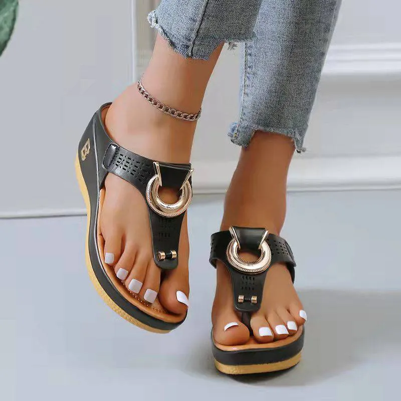 Fanyil  Ladies Flip Flop Wedge slippers