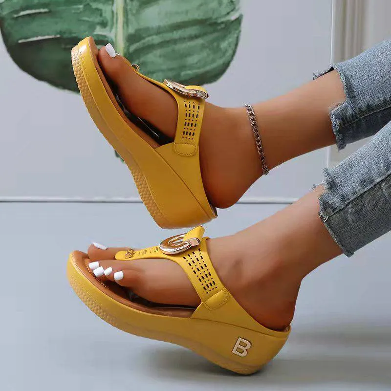 Fanyil  Ladies Flip Flop Wedge slippers