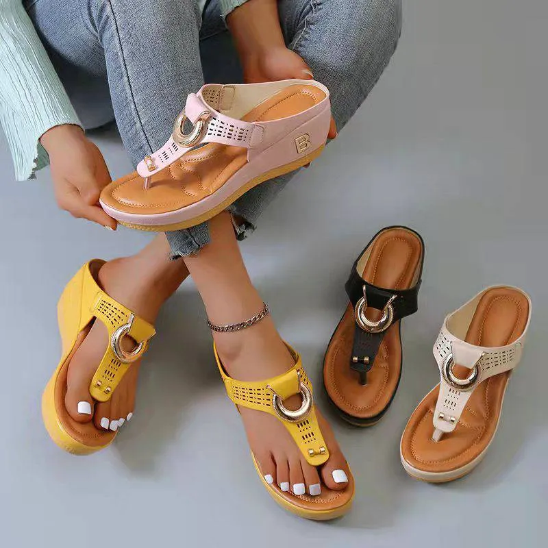 Fanyil  Ladies Flip Flop Wedge slippers