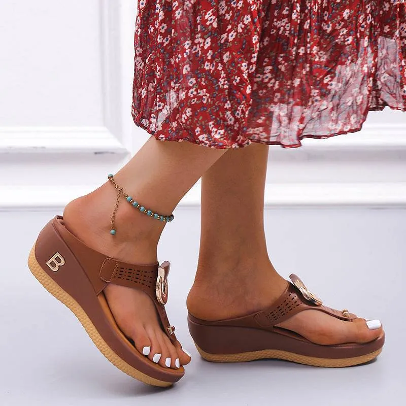 Fanyil  Ladies Flip Flop Wedge slippers