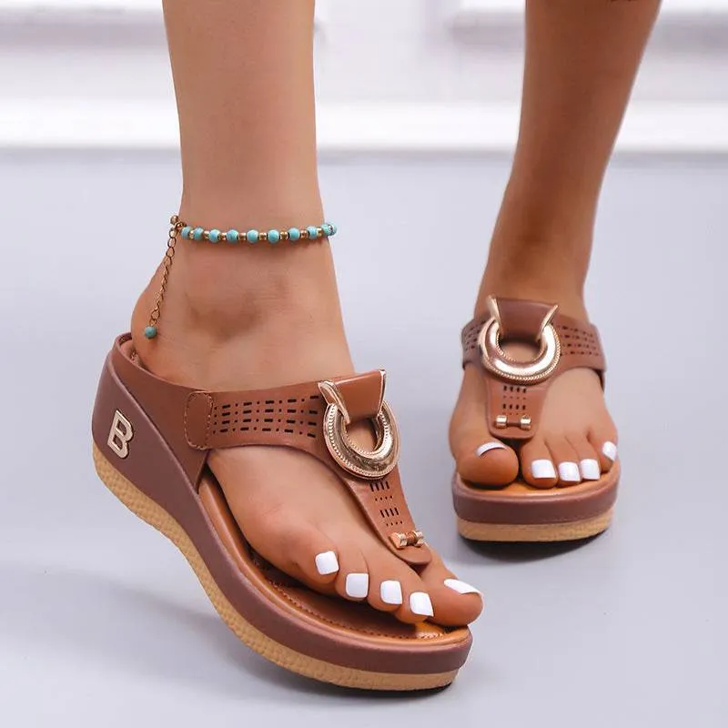 Fanyil  Ladies Flip Flop Wedge slippers