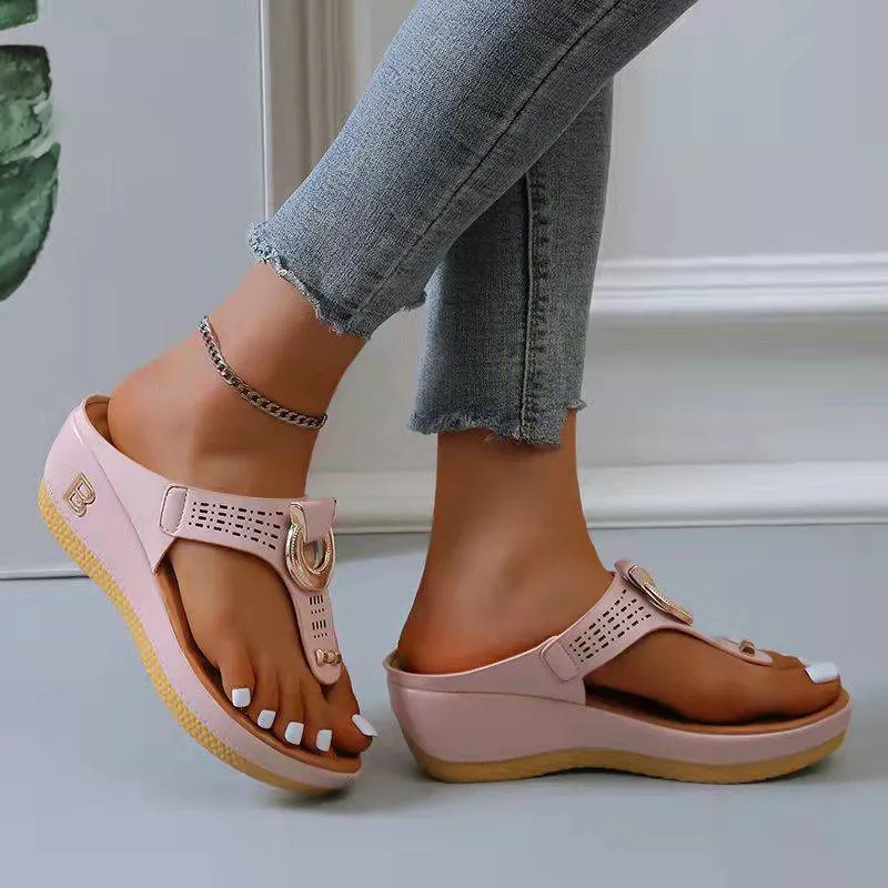 Fanyil  Ladies Flip Flop Wedge slippers