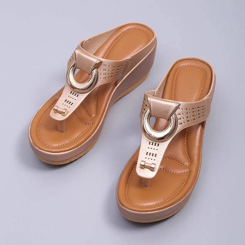Fanyil  Ladies Flip Flop Wedge slippers