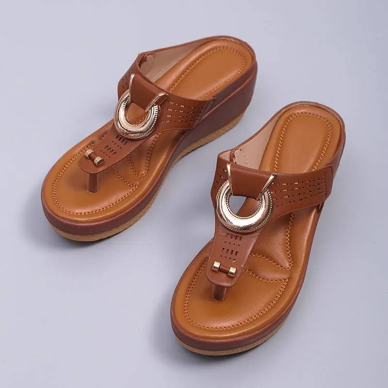 Fanyil  Ladies Flip Flop Wedge slippers