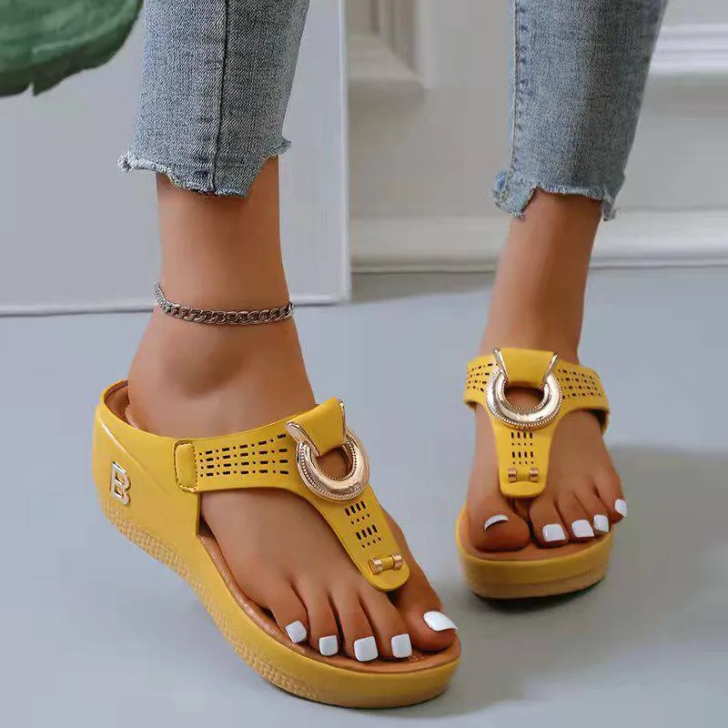Fanyil  Ladies Flip Flop Wedge slippers