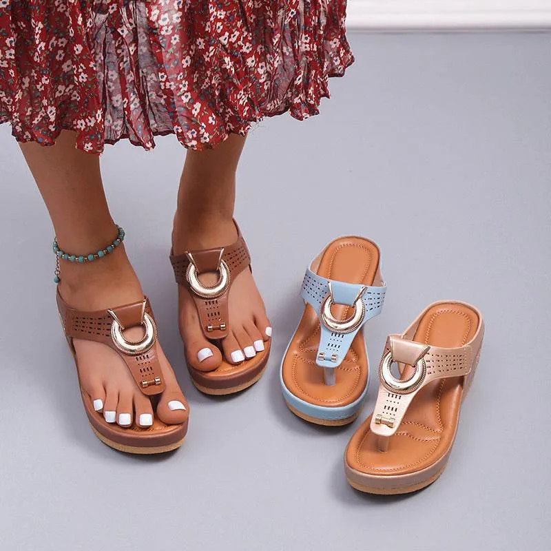 Fanyil  Ladies Flip Flop Wedge slippers