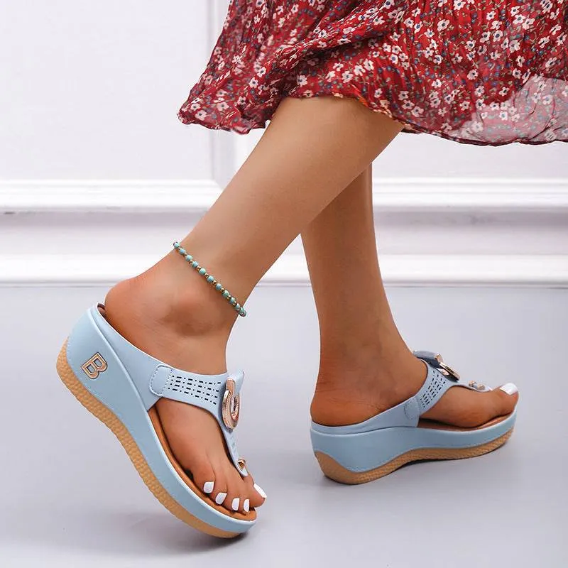 Fanyil  Ladies Flip Flop Wedge slippers