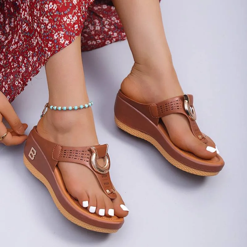 Fanyil  Ladies Flip Flop Wedge slippers