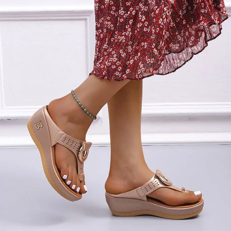 Fanyil  Ladies Flip Flop Wedge slippers