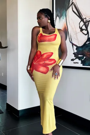 FLOWER BOMB SHEER MIDI |DRESS