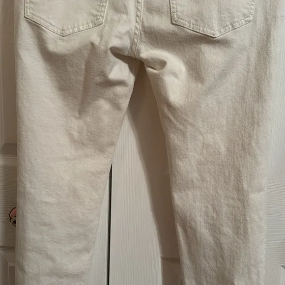 Free People White Washed Denim Stretch Skinny Cropped Overalls sz 27
