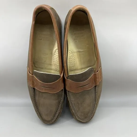 Frye Suede Penny Loafers Men's Size 13 M Brown Leather Slip On Almond Toe Shoes