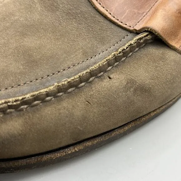 Frye Suede Penny Loafers Men's Size 13 M Brown Leather Slip On Almond Toe Shoes