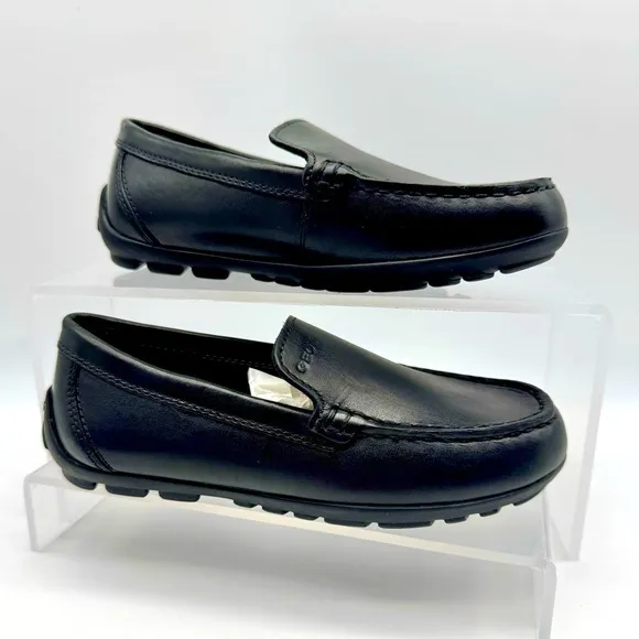 Geox Boys' Newfast Leather Moccasins | Black | US Kids Size 12 EU 30