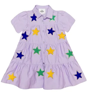 Girls Mardi Gras Stars Chenille Dress