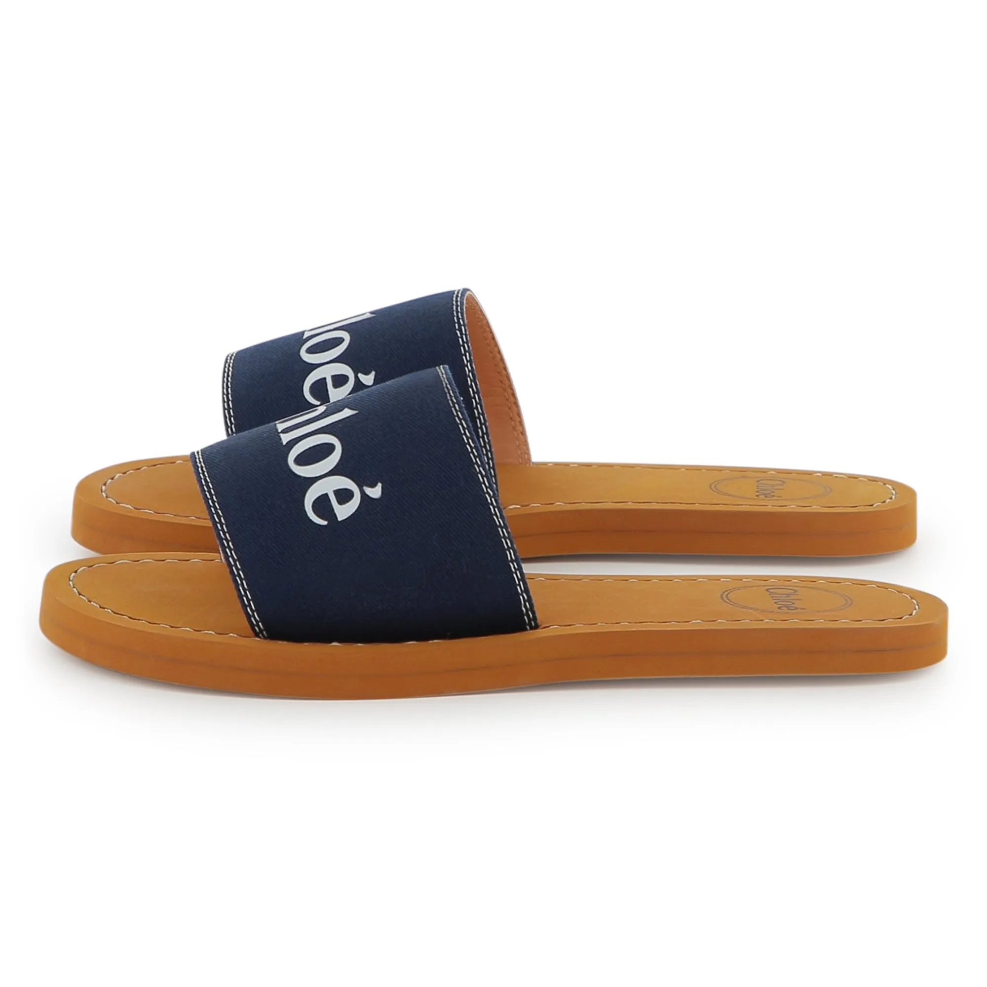 Girls Navy Logo Sandals