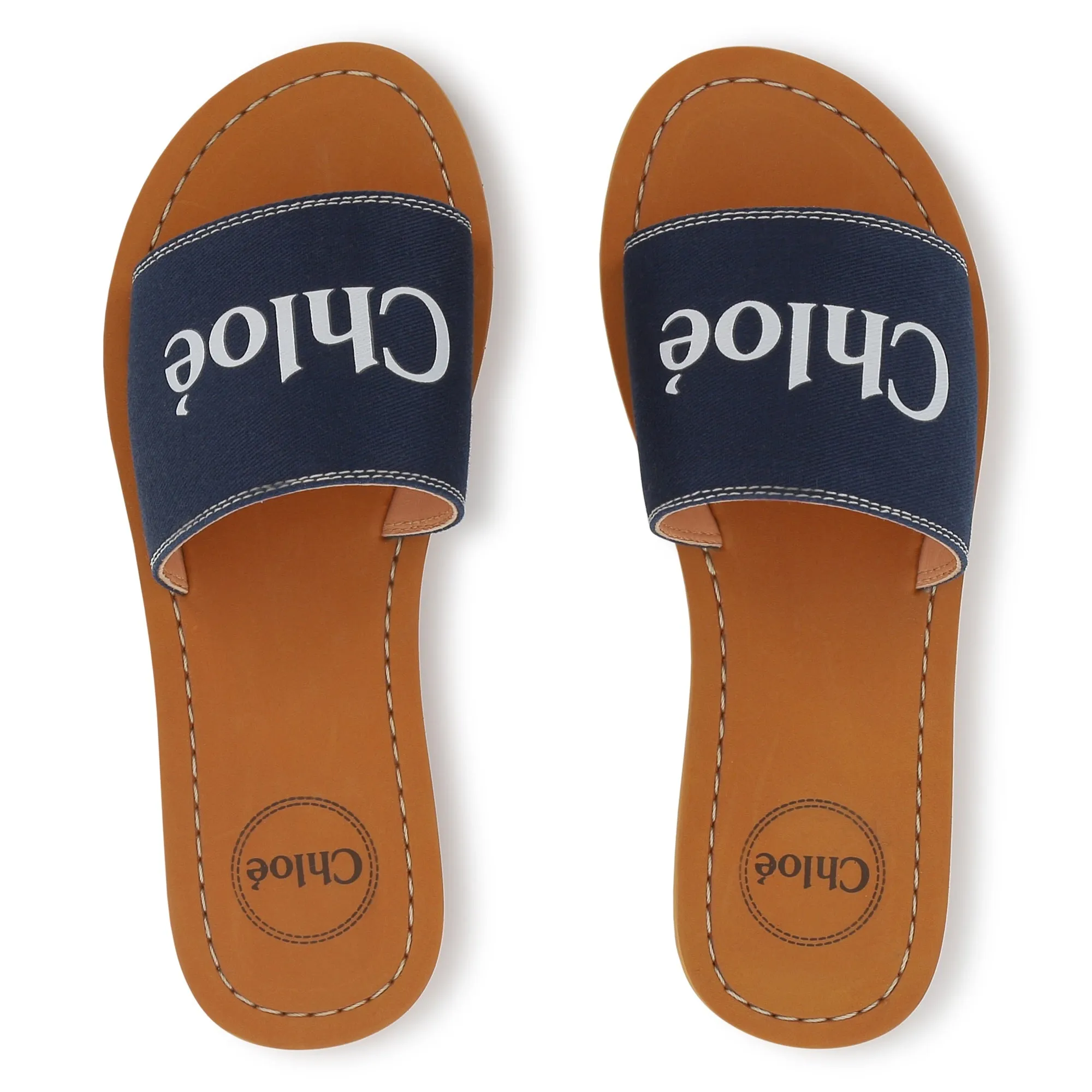 Girls Navy Logo Sandals