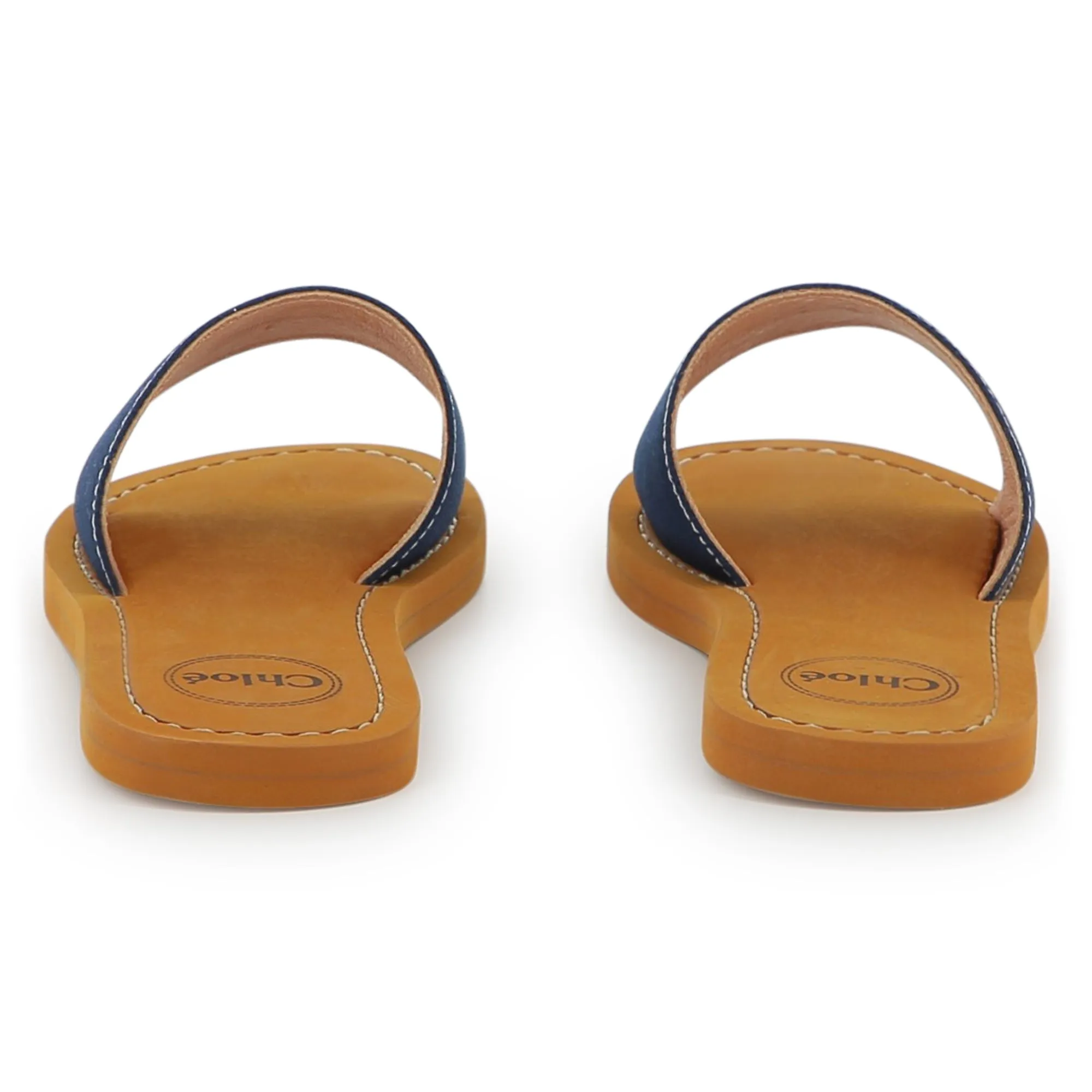 Girls Navy Logo Sandals