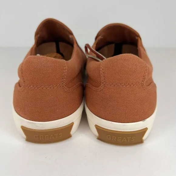 Greats Brooklyn Mens Burnt Orange Solid Canvas Almond Toe Size 10 Slip-On Shoes