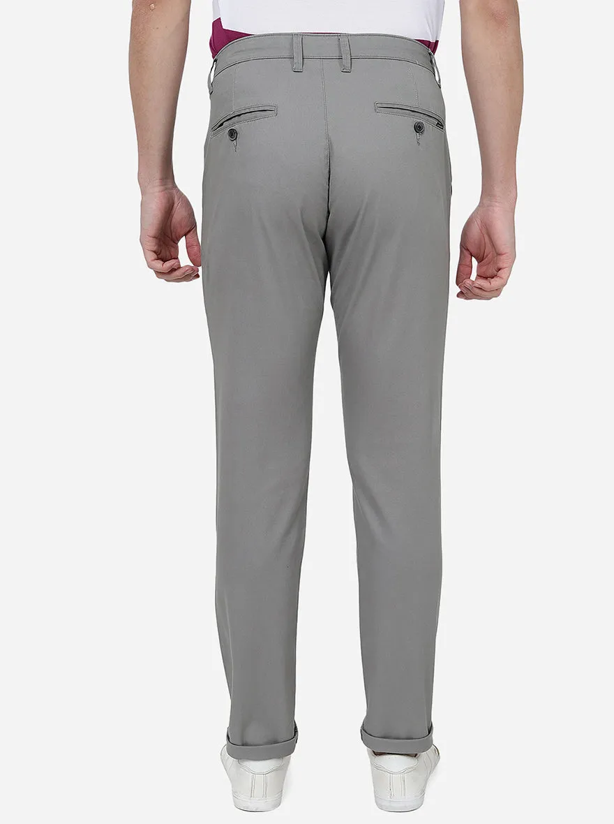 Grey Solid Neo Fit Casual Trouser | Greenfibre