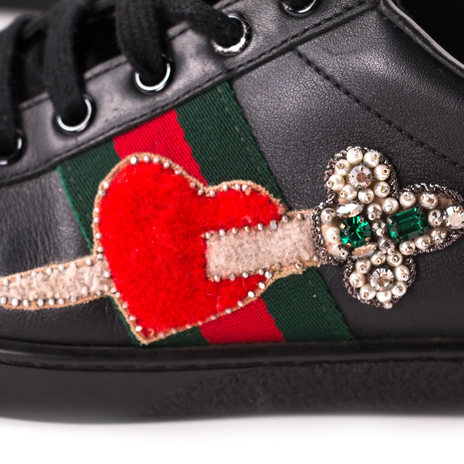 Gucci Ace Leather Embroidered Sneaker