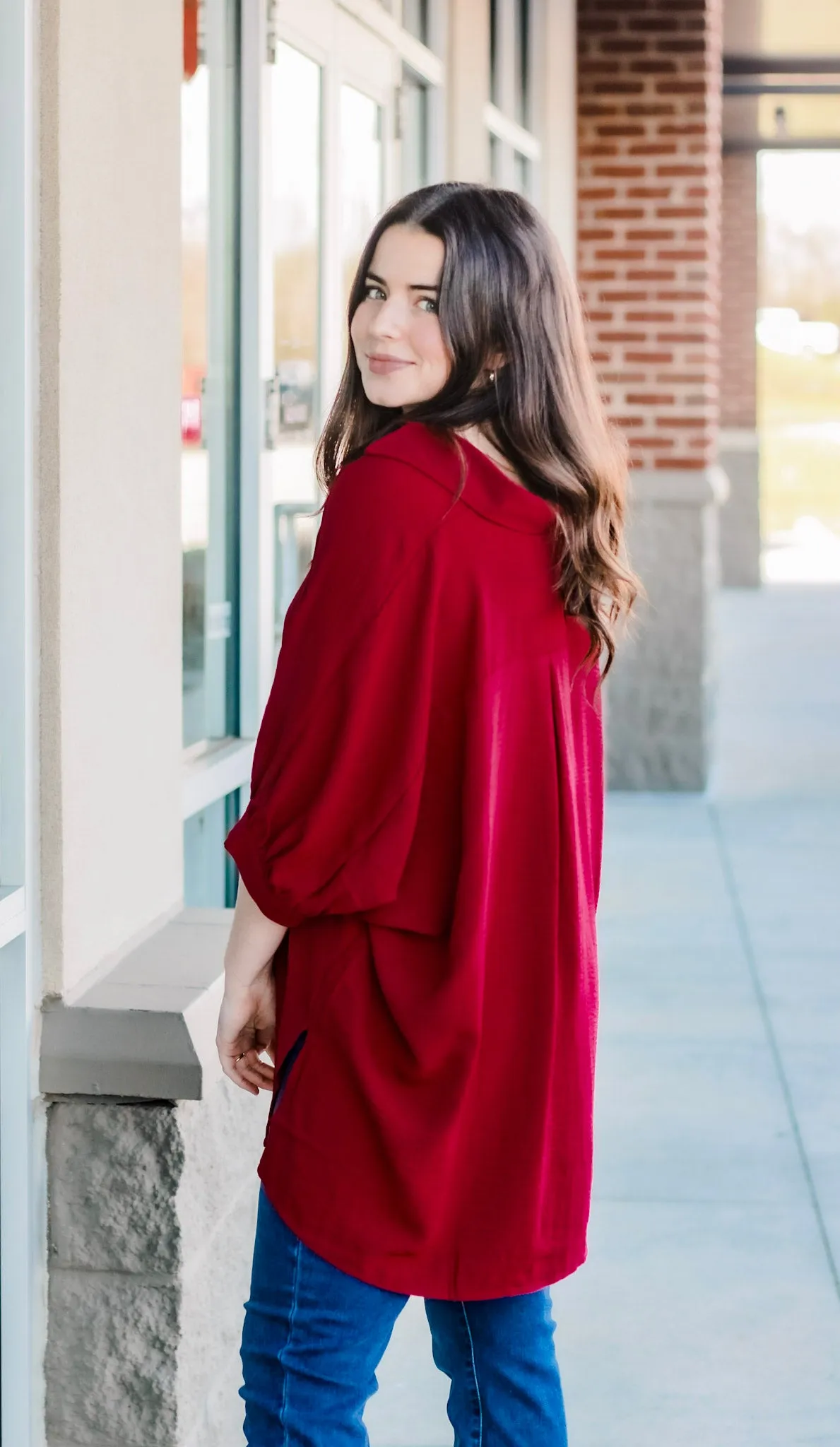 Halfway There Burgundy Top