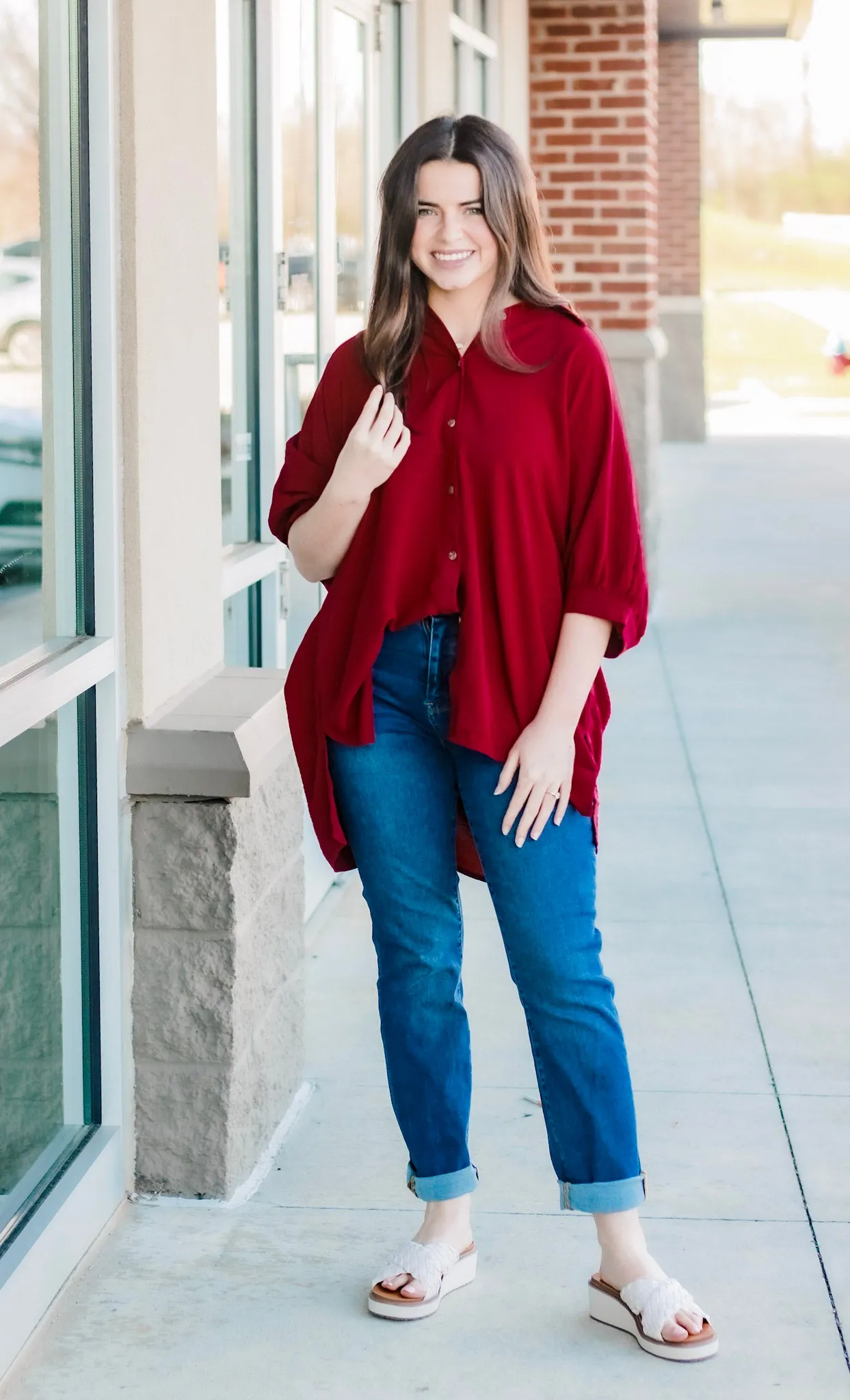 Halfway There Burgundy Top