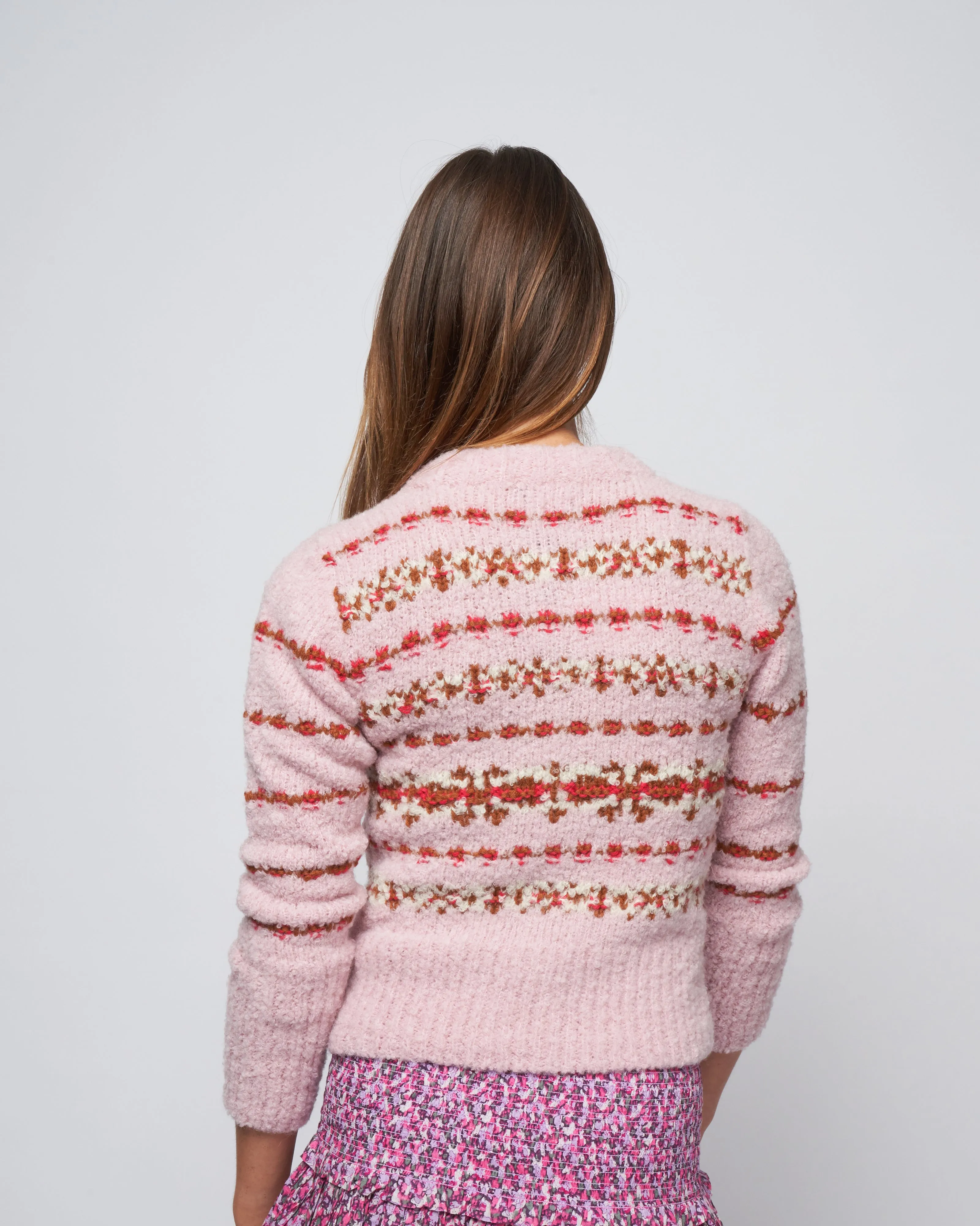 handknit granny cardigan - blush fair isle