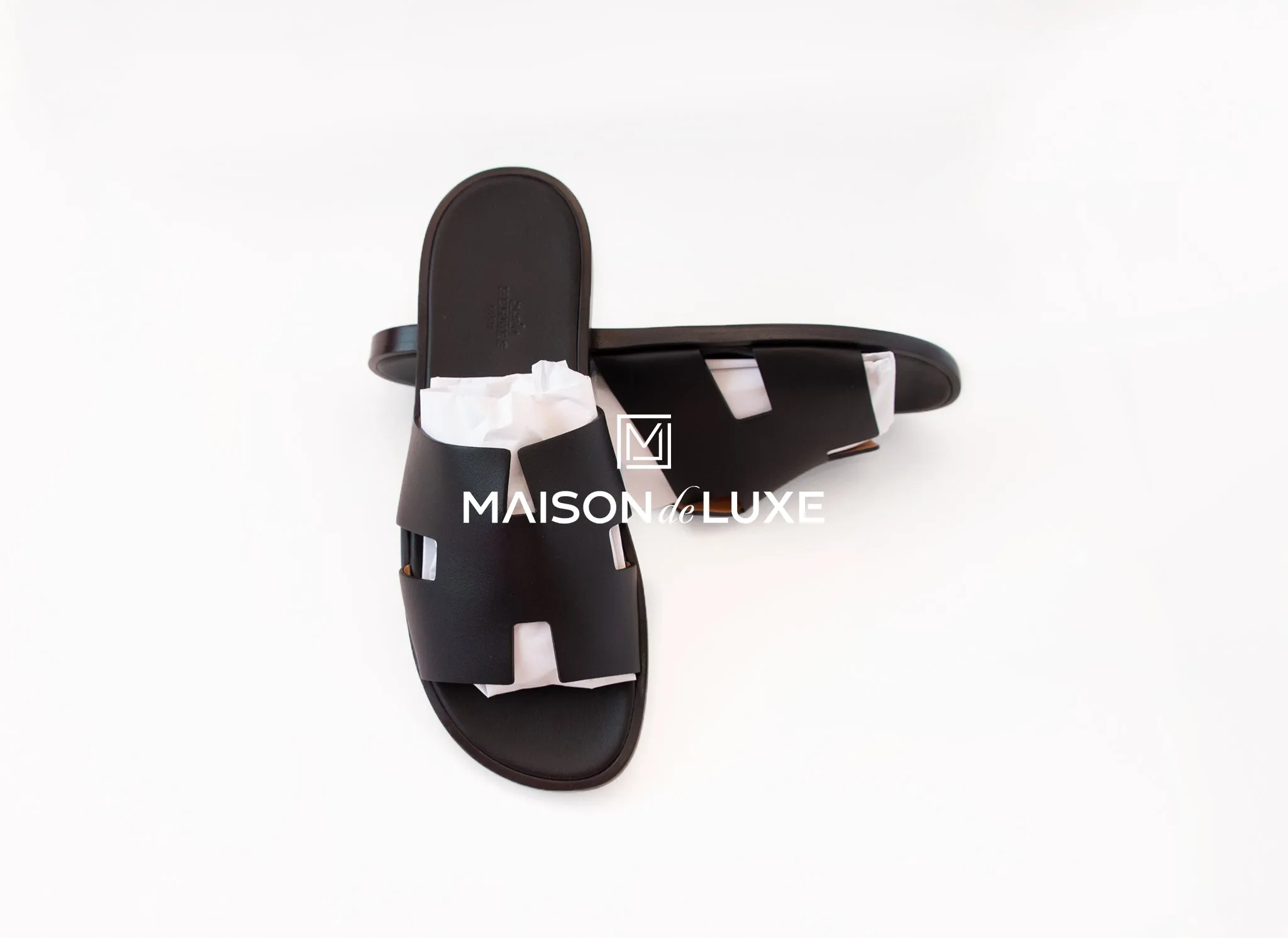 Hermes Men's Black Izmir Sandal 43 Shoes