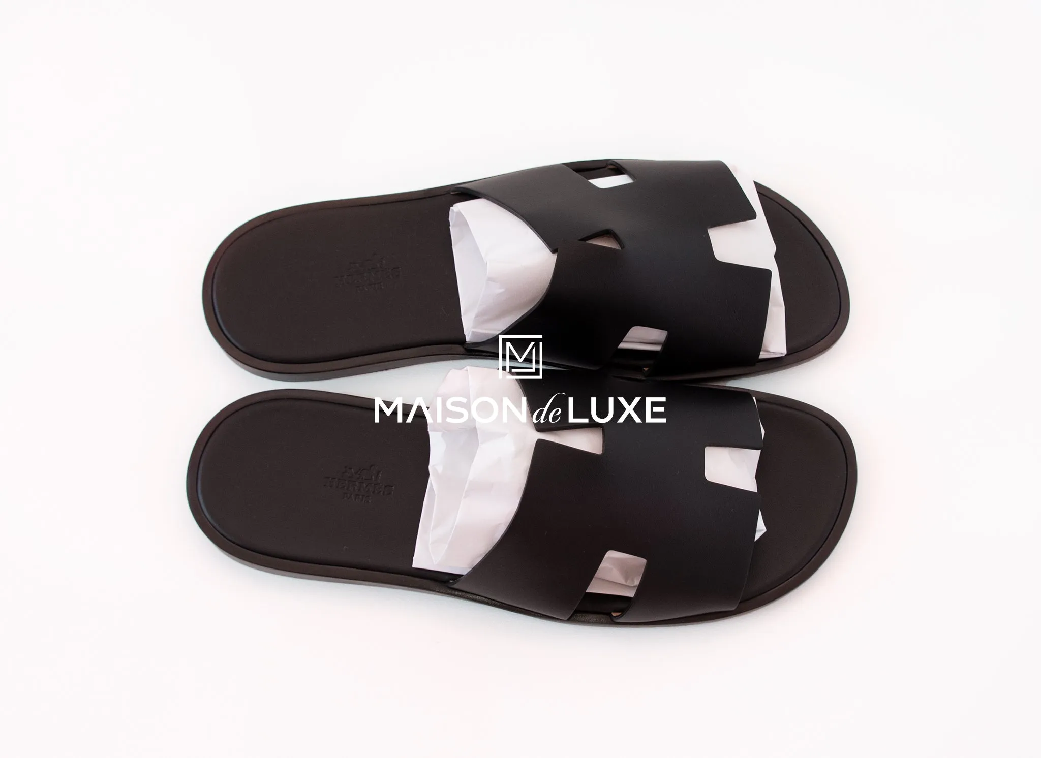 Hermes Men's Black Izmir Sandal 43 Shoes