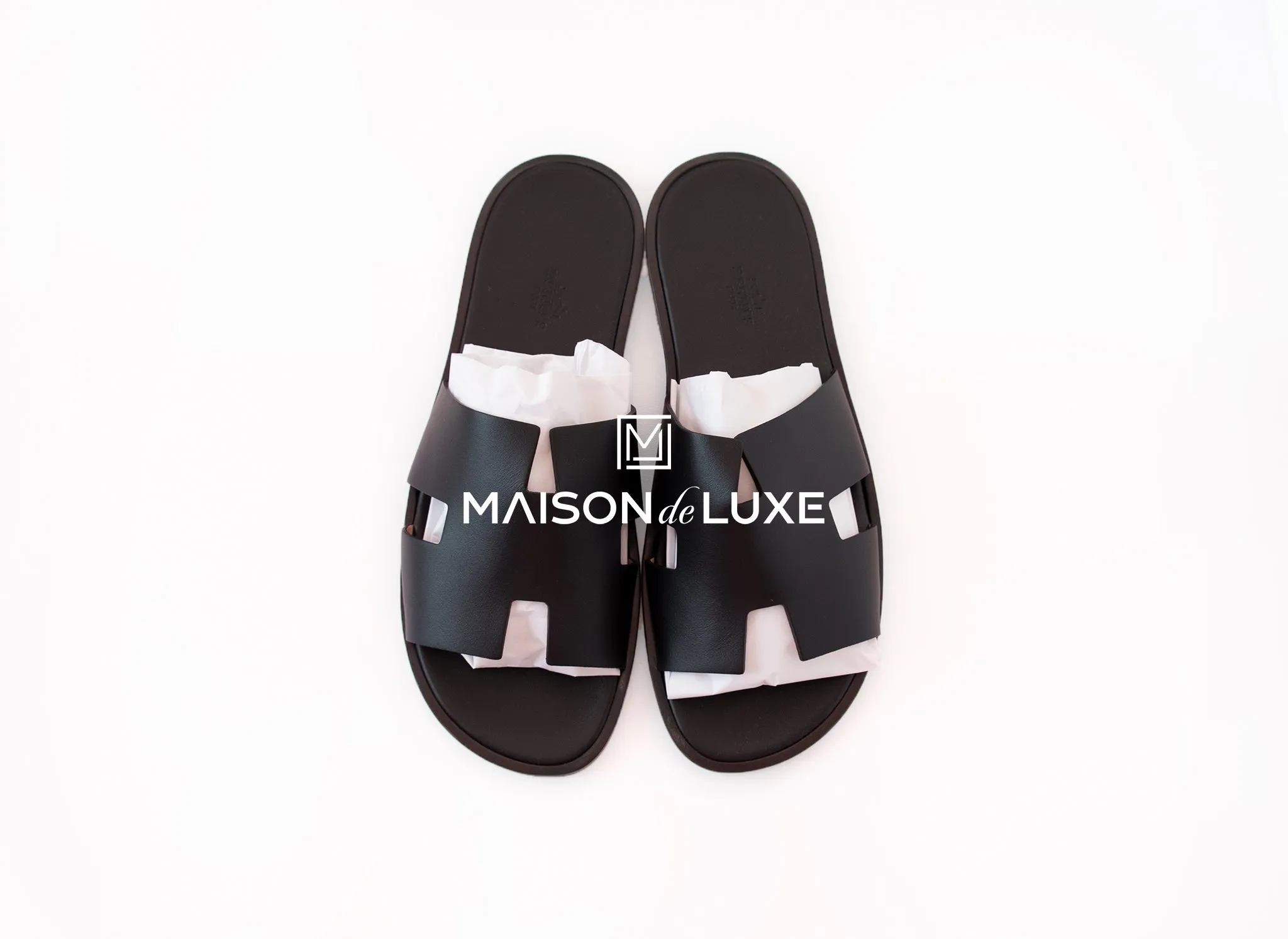 Hermes Men's Black Izmir Sandal 43 Shoes