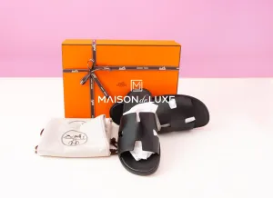 Hermes Men's Black Izmir Sandal 44 Shoes