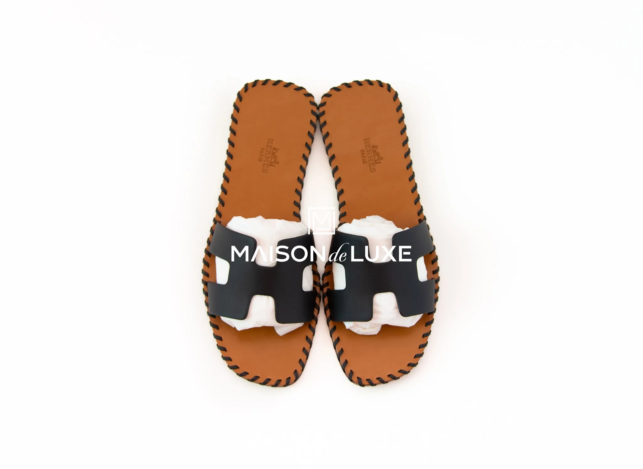 Hermes Women's Braided Black Oran Sandal 37