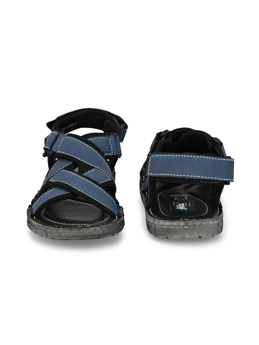 Hitz Men's Blue Synthetic Casual Sandals with Velcro Closure
