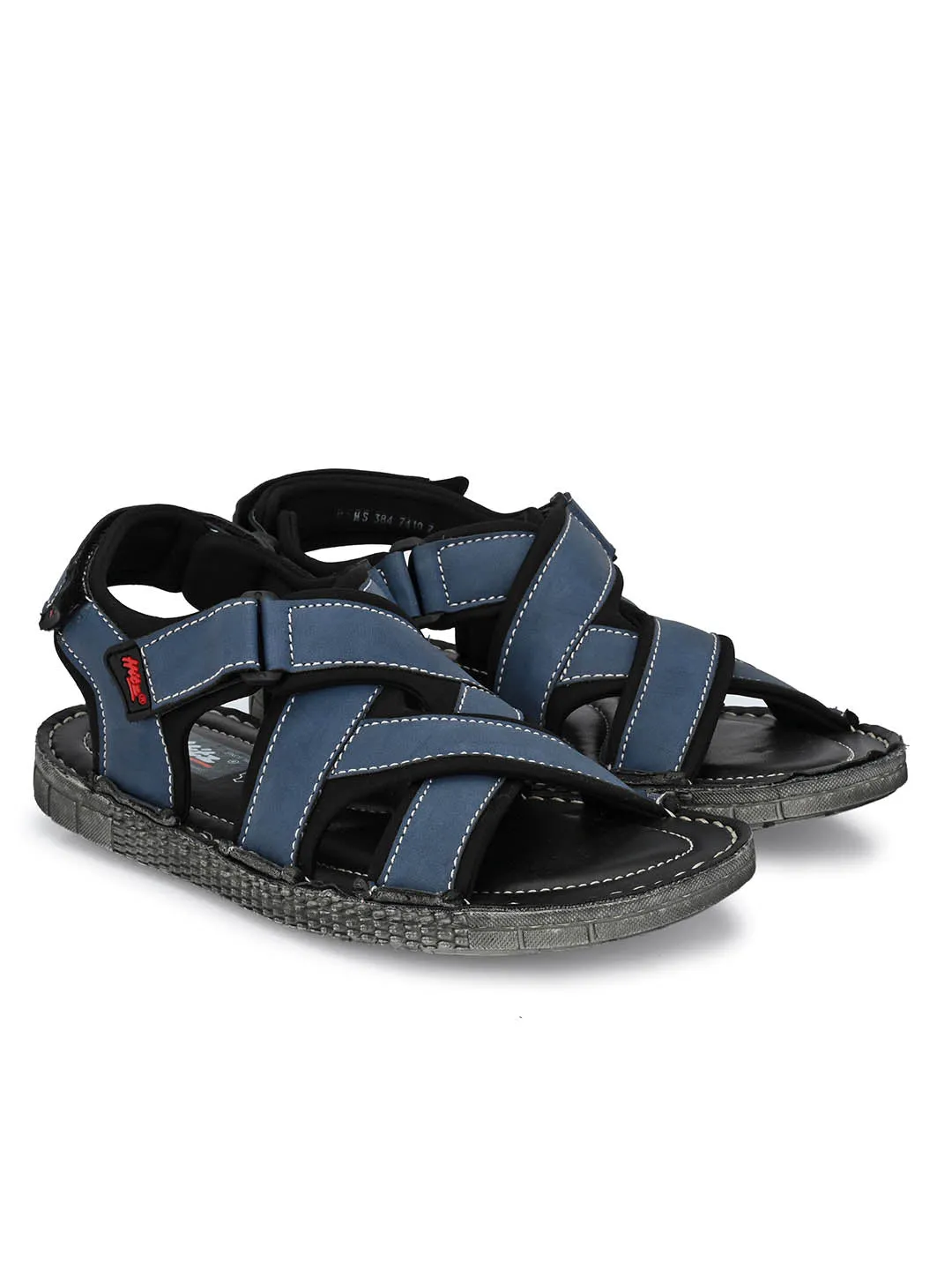 Hitz Men's Blue Synthetic Casual Sandals with Velcro Closure
