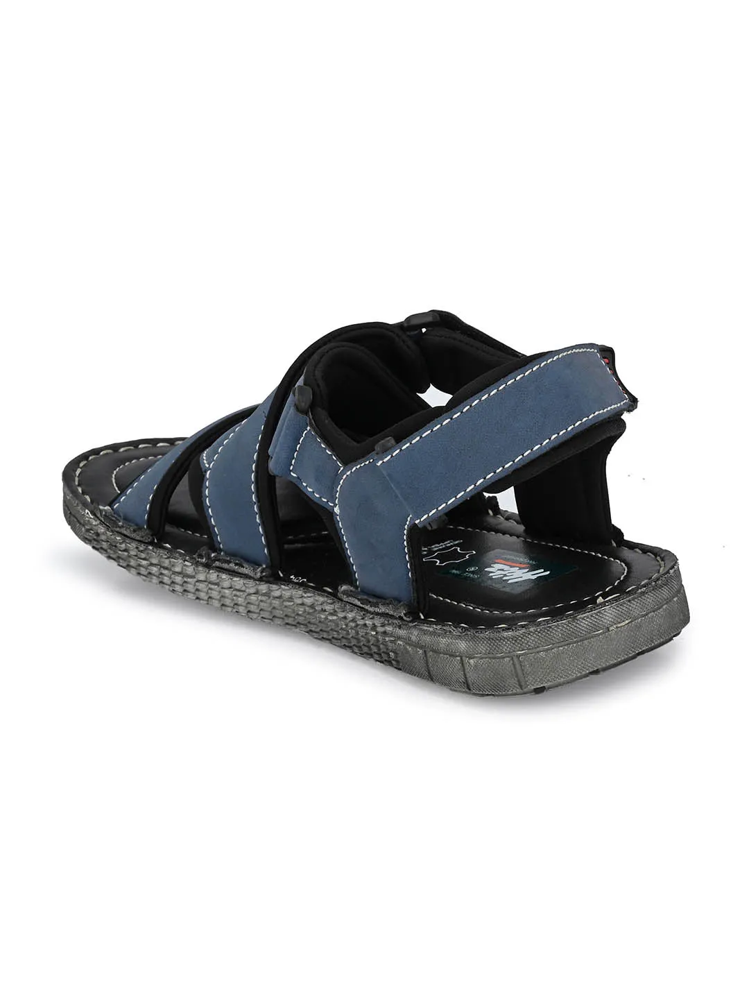 Hitz Men's Blue Synthetic Casual Sandals with Velcro Closure