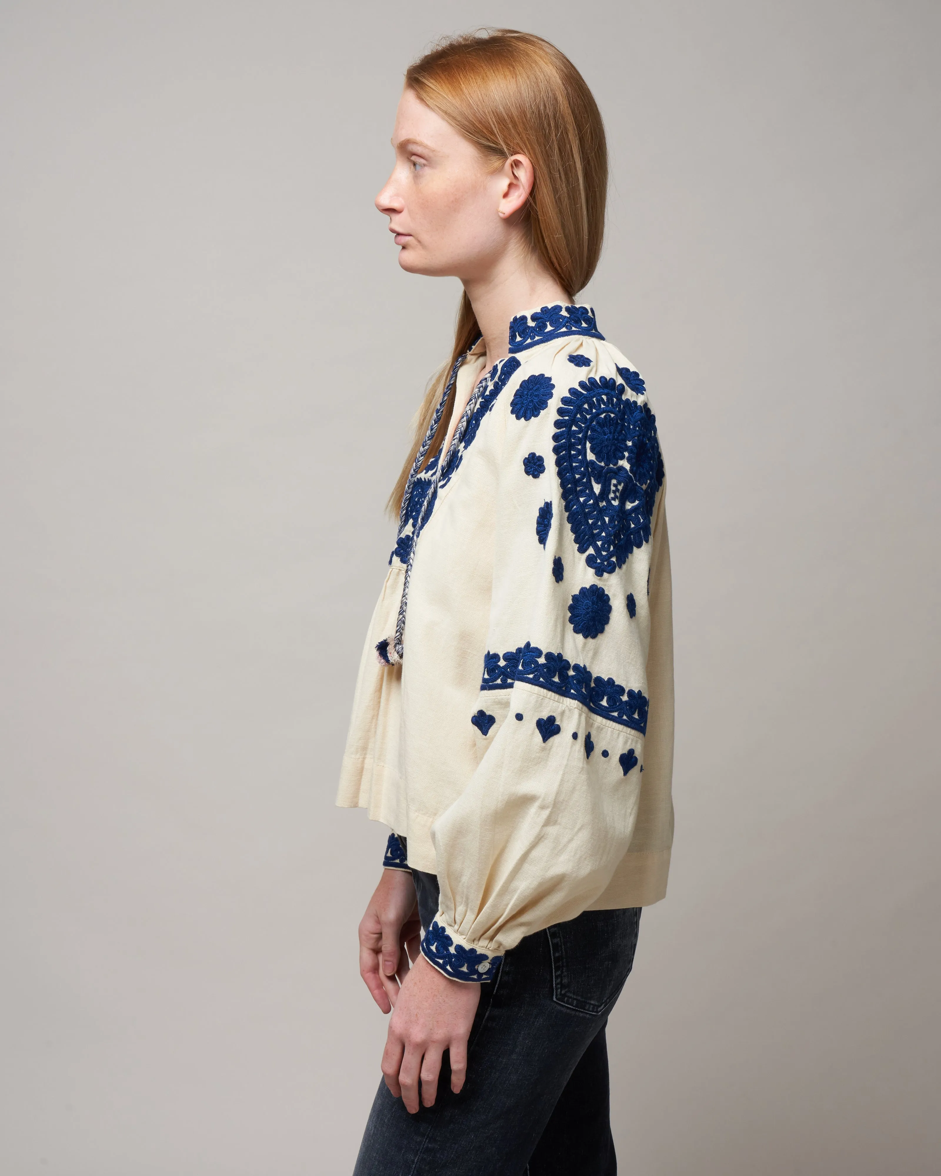 holly soutache l/slv top - cream