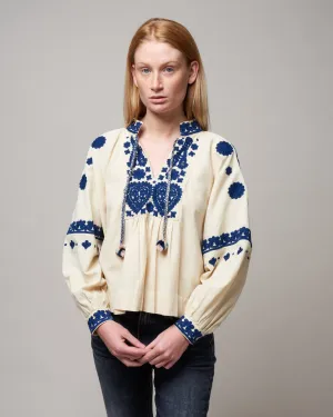 holly soutache l/slv top - cream