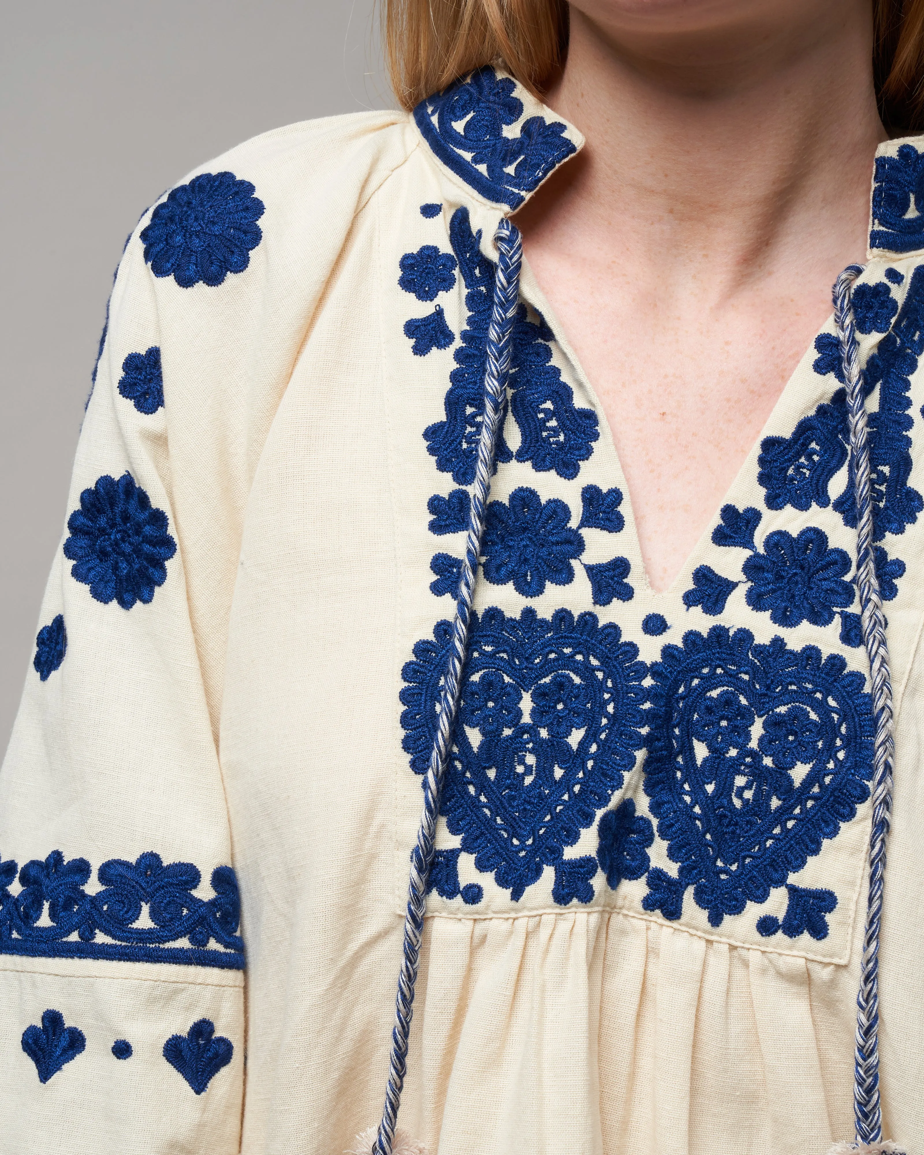 holly soutache l/slv top - cream